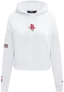 Pro Standard Houston Rockets Womens White Classic Chenille Cropped Hooded Sweatshirt