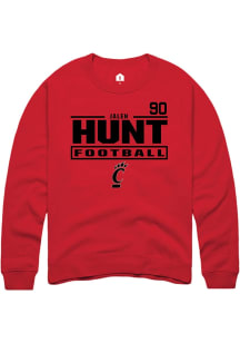 Jalen Hunt Cincinnati Bearcats Mens Red Football NIL Stacked Box Player Crew