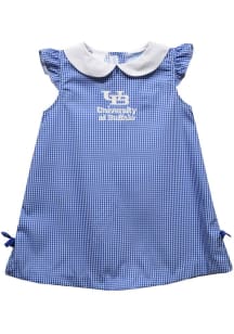 Vive La Fete Buffalo Bulls Toddler Girls Blue Gingham Short Sleeve Dress