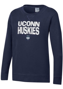 Gear For Sports UConn Huskies Youth Navy Blue Stacked Garment Dyed Long Sleeve Crew Sweatshirt