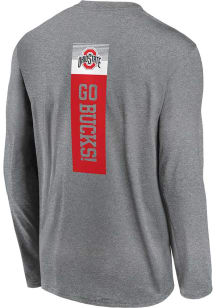 Nike Ohio State Buckeyes Grey Front Back Stack Long Sleeve T-Shirt