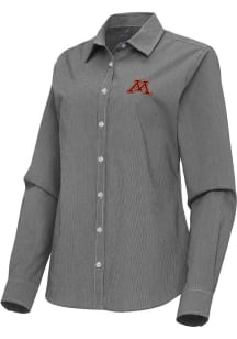 Antigua Minnesota Golden Gophers Womens Porter Long Sleeve Black Dress Shirt