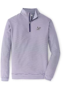 Peter Millar K-State Wildcats Mens Purple Perth Sugar Stripe Willie Long Sleeve Qtr Zip Pullover
