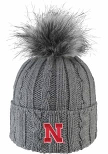 LogoFit Nebraska Cornhuskers Charcoal Alps Pom Womens Knit Hat