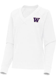 Antigua Washington Huskies Womens White Varsity Crew Sweatshirt