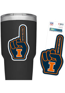 Illinois Fighting Illini Finger 3in Durable Stickers - Navy Blue
