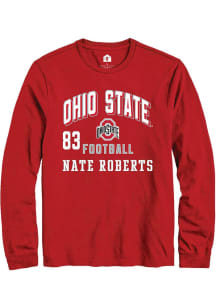 Nate Roberts  Ohio State Buckeyes Red Rally Football NIL Arch Logo Long Sleeve T Shirt