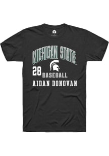 Aidan Donovan Michigan State Spartans Black NIL Arch Logo Short Sleeve Player T Shirt