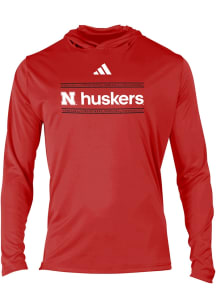 Adidas Nebraska Cornhuskers Mens Red Heat Seal Long Sleeve Hood