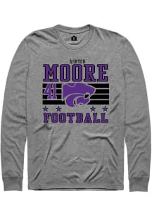 Ashton Moore K-State Wildcats Grey Football NIL Striped Long Sleeve Player T Shirt