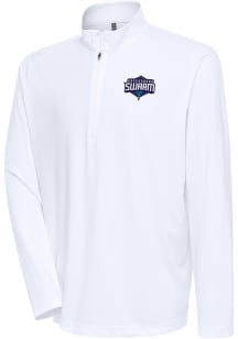 Antigua Greensboro Swarm Mens White Flex Long Sleeve Qtr Zip Pullover