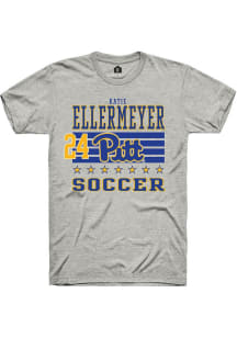 Katie Ellermeyer Pitt Panthers Ash NIL Striped Short Sleeve Player T Shirt