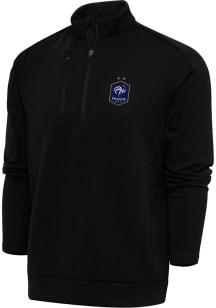 Antigua France National Team Mens Black Genesis Long Sleeve Qtr Zip Pullover