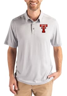 Cutter and Buck Texas Tech Red Raiders Mens Ash Coastline Eco Short Sleeve Polo