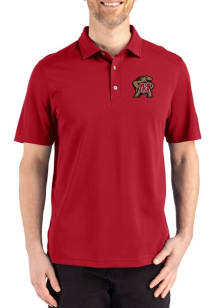 Cutter and Buck Maryland Terrapins Mens Red Advantage Refresh Short Sleeve Polo
