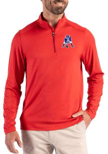 Cutter and Buck New England Patriots Mens Red Historic Coastline Long Sleeve Qtr Zip Pullover