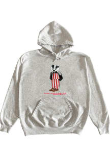 Wisconsin Badgers Mens Grey Badger Bear Long Sleeve Hoodie