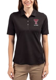 Cutter and Buck Texas Tech Red Raiders Womens Black Virtue Eco Pique Short Sleeve Polo Shirt