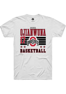 Joshua Ojianwuna Ohio State Buckeyes White NIL Striped Short Sleeve Player T Shirt
