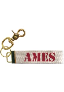 Ames Block Text Woven Keychain - Red