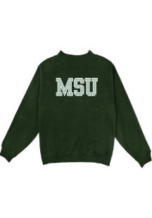 Blue 84 Michigan State Spartans Womens Green Gingham Crew Sweatshirt