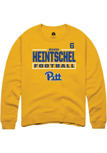 Mason Heintschel Pitt Panthers Mens Gold Football NIL Stacked Box Player Crew