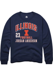 Jordan Anderson Illinois Fighting Illini Mens Navy Blue Football NIL Arch Logo Player Crew