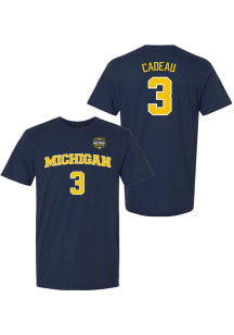 Elliot Cadeau Michigan Wolverines Navy Blue National Champions Name and Number Short Sleeve Player..