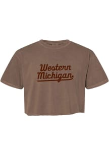 Summit Sportswear Western Michigan Broncos Womens Brown Cropped Script Short Sleeve T-Shirt