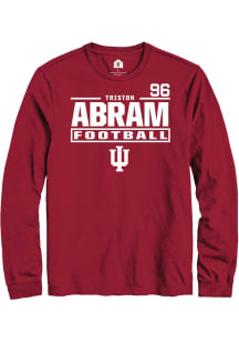 Triston Abram Indiana Hoosiers Crimson Football NIL Stacked Box Long Sleeve Player T Shirt