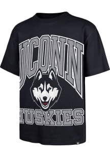 47 UConn Huskies Navy Blue Oversized Primary Logo Short Sleeve Fashion T Shirt