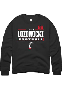 Xavier Lozowicki Cincinnati Bearcats Mens Black Football NIL Stacked Box Player Crew