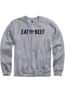 Rally K-State Wildcats Mens Grey Eat Beef Long Sleeve Crew Sweatshirt