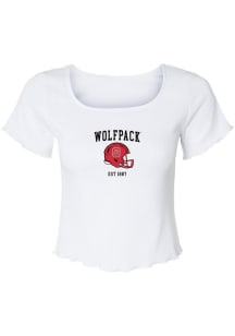 NC State Wolfpack Womens White Baby Helmet Short Sleeve T-Shirt