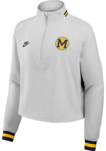 Nike Michigan Wolverines Womens Silver Heritage Qtr Zip