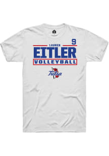 Lauren Eitler Tulsa Golden Hurricane White NIL Stacked Box Short Sleeve Player T Shirt
