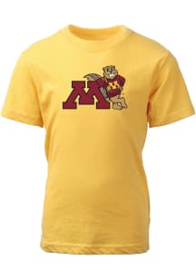 Wes and Willy Minnesota Golden Gophers Boys Gold Gopher Leaning Short Sleeve T-Shirt