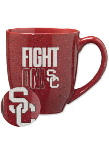 USC Trojans Fight On! 16oz Speckle Ceramic Mug - Cardinal
