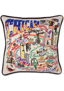 Chicago 20x20 Embroidered Throw Pillow - White