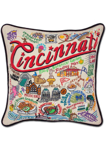 Cincinnati 20x20 Embroidered Throw Pillow - White