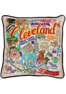 Cleveland 20x20 Embroidered Throw Pillow - White
