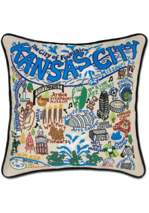Kansas City 20x20 Embroidered Throw Pillow - White
