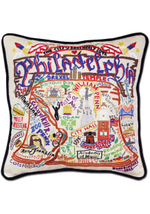 Philadelphia 20x20 Embroidered Throw Pillow - White