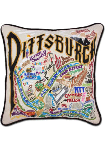 Pittsburgh 20x20 Embroidered Throw Pillow - White