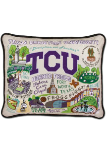 TCU Horned Frogs 16x20 Embroidered Throw Pillow - White