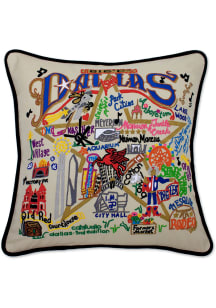 Dallas Ft Worth 20x20 Embroidered Throw Pillow - White