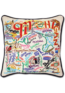 Michigan 20x20 Embroidered Throw Pillow - White