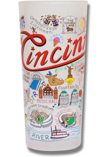 Cincinnati Illustrated Frosted Pint Glass - White