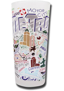 Detroit Illustrated Frosted Pint Glass - White