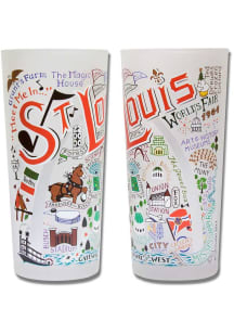 St Louis Illustrated Frosted Pint Glass - White